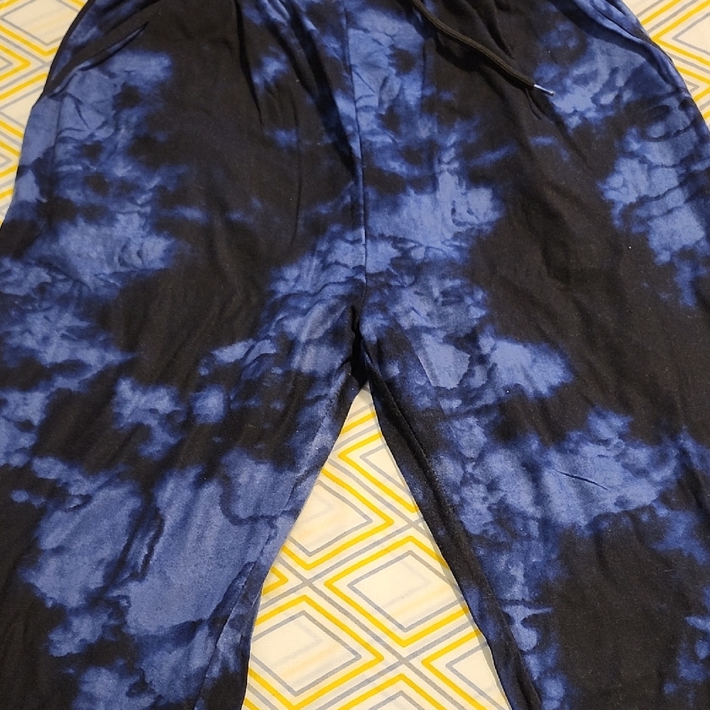 Blue and Black Tie-Dye Pants